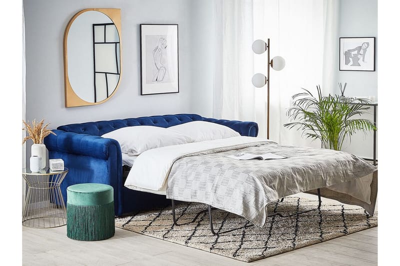 Bäddsoffa Cayenna - Blå - Möbler - Soffa - Sammetssoffa