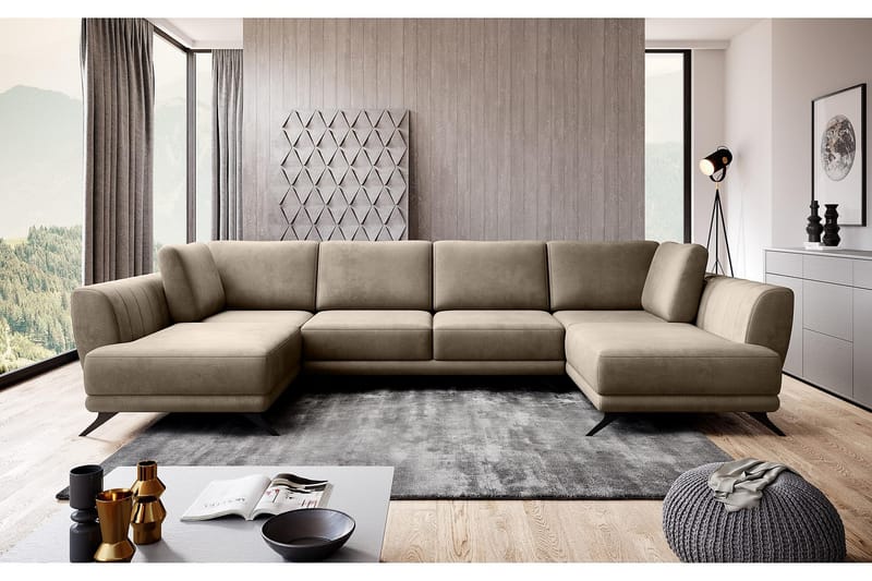 Bäddsoffa Dubbelschäslong Kazuma - Beige - Möbler - Soffa - Bäddsoffa - Bäddsoffa längsbäddad