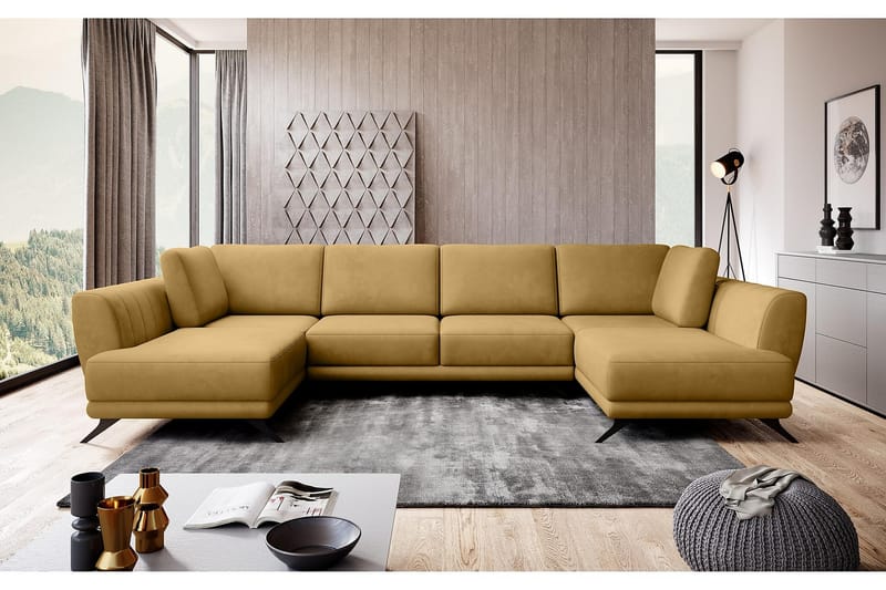 Bäddsoffa Dubbelschäslong Kazuma - Gul - Möbler - Soffa - Bäddsoffa - Bäddsoffa längsbäddad