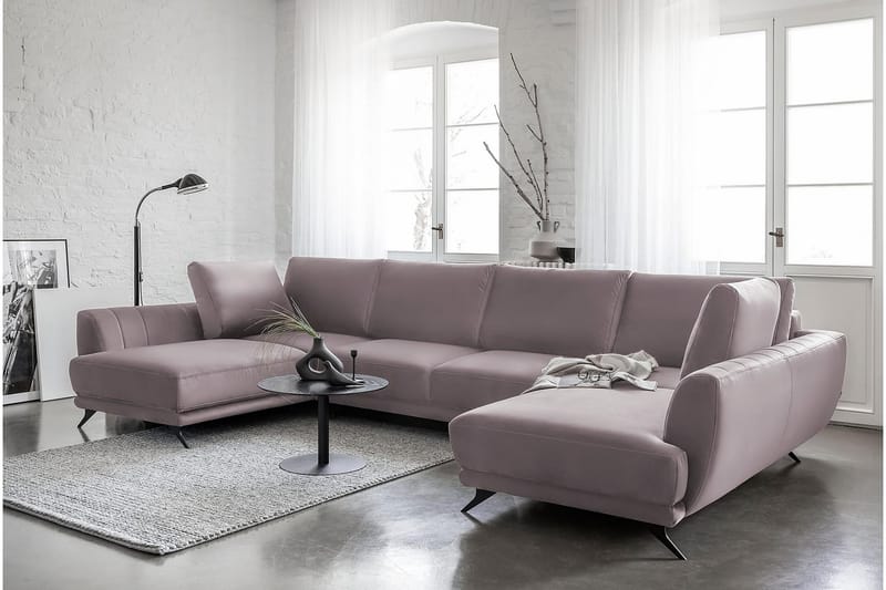 Bäddsoffa Dubbelschäslong Kazuma - Ljusrosa - Möbler - Soffa - Bäddsoffa - Bäddsoffa längsbäddad