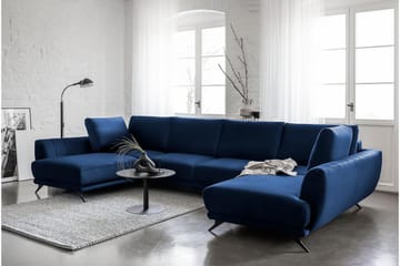 Bäddsoffa Dubbelschäslong Kazuma - Mörkblå - Möbler - Soffa - Bäddsoffa - Bäddsoffa längsbäddad
