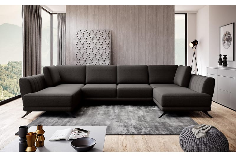 Bäddsoffa Dubbelschäslong Kazuma - Mörkbrun - Möbler - Soffa - Bäddsoffa - Bäddsoffa längsbäddad