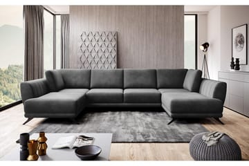 Bäddsoffa Dubbelschäslong Kazuma - Mörkgrå - Möbler - Soffa - Sammetssoffa