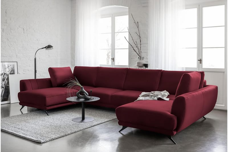 Bäddsoffa Dubbelschäslong Kazuma - Röd - Möbler - Soffa - Bäddsoffa - Bäddsoffa längsbäddad