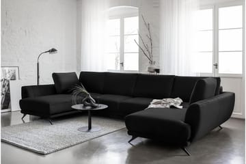 Bäddsoffa Dubbelschäslong Kazuma - Svart - Möbler - Soffa - Bäddsoffa - Bäddsoffa längsbäddad