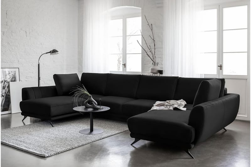 Bäddsoffa Dubbelschäslong Kazuma - Svart - Möbler - Soffa - Bäddsoffa - Bäddsoffa längsbäddad