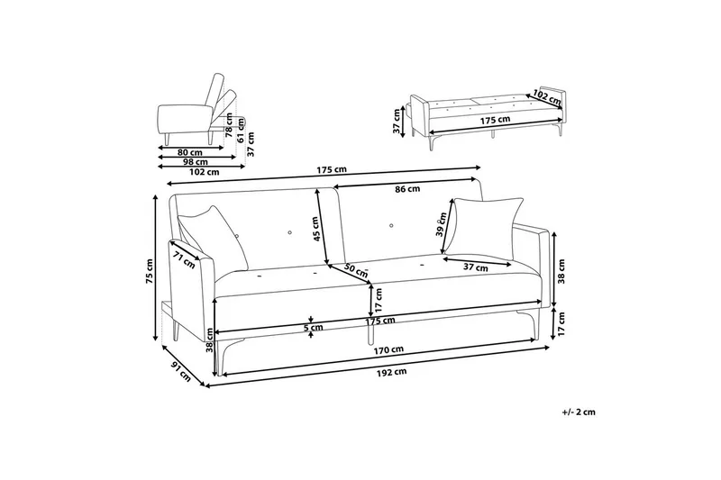 Bäddsoffa Lucan Vit, Svart - Vit, Svart - Möbler - Soffa - Soffgrupp