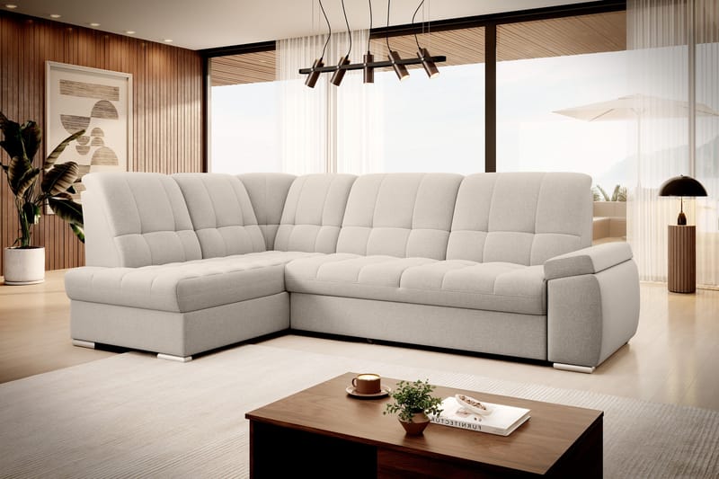 Bäddsoffa m. Schäslong Amelya 3-sits - Beige - Möbler - Soffa - Bäddsoffa - Bäddsoffa längsbäddad