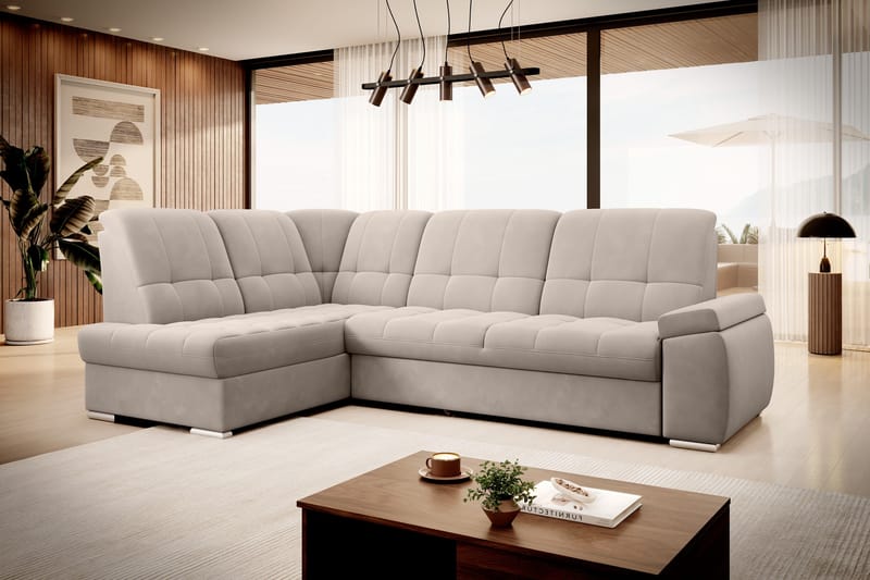 Bäddsoffa m. Schäslong Amelya 3-sits - Beige - Möbler - Soffa - Bäddsoffa - Bäddsoffa längsbäddad