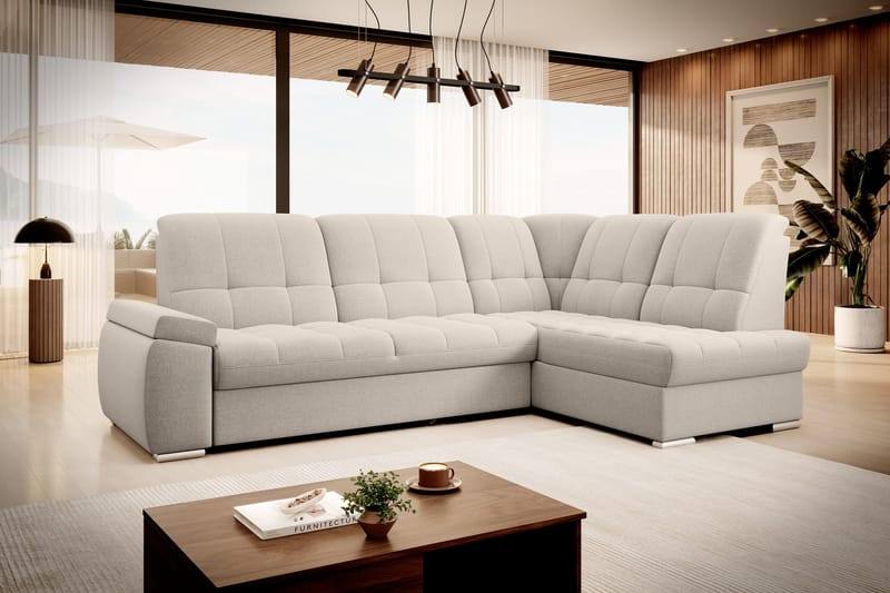 Bäddsoffa m. Schäslong Amelya 3-sits - Beige - Möbler - Soffa - Bäddsoffa - Bäddsoffa längsbäddad