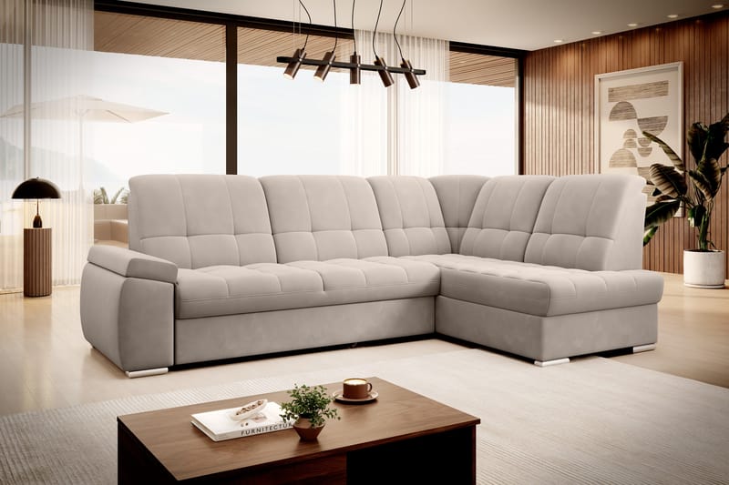 Bäddsoffa m. Schäslong Amelya 3-sits - Beige - Möbler - Soffa - Bäddsoffa - Bäddsoffa längsbäddad