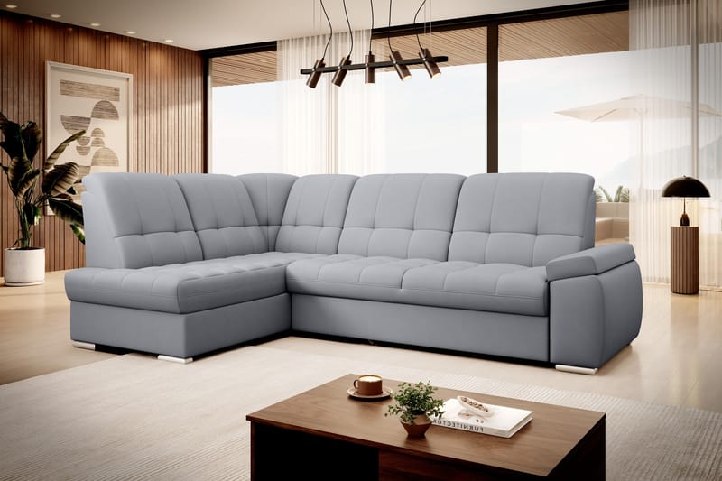 Bäddsoffa m. Schäslong Amelya 3-sits - Grå - Möbler - Soffa - Bäddsoffa - Bäddsoffa längsbäddad