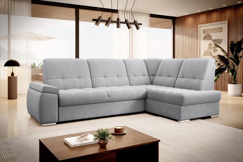 Bäddsoffa m. Schäslong Amelya 3-sits - Grå - Möbler - Soffa - Bäddsoffa - Bäddsoffa längsbäddad