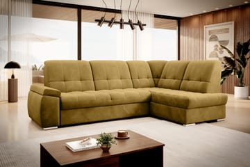 Bäddsoffa m. Schäslong Amelya 3-sits - Gul - Möbler - Soffa - Bäddsoffa - Bäddsoffa längsbäddad