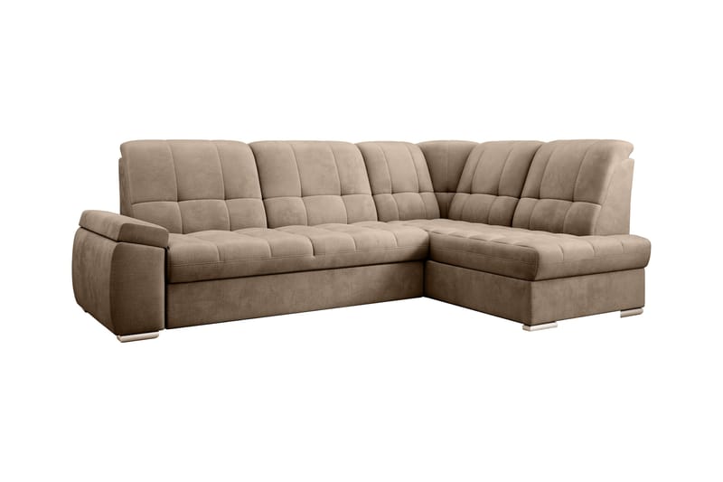 Bäddsoffa m. Schäslong Amelya 3-sits - Ljusbrun - Möbler - Soffa - Bäddsoffa - Bäddsoffa längsbäddad