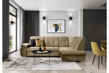 Bäddsoffa m. Schäslong Amelya 3-sits - Ljusbrun - Möbler - Soffa - Bäddsoffa - Bäddsoffa längsbäddad