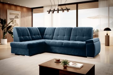 Bäddsoffa m. Schäslong Amelya 3-sits - Mörkblå - Möbler - Soffa - Bäddsoffa - Bäddsoffa längsbäddad