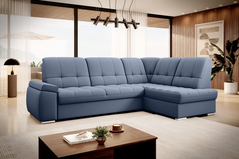 Bäddsoffa m. Schäslong Amelya 3-sits - Mörkblå - Möbler - Soffa - Bäddsoffa - Bäddsoffa längsbäddad