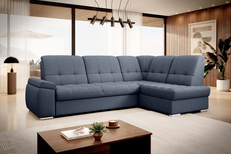 Bäddsoffa m. Schäslong Amelya 3-sits - Mörkblå - Möbler - Soffa - Bäddsoffa - Bäddsoffa längsbäddad