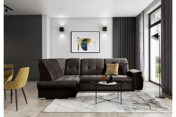 Bäddsoffa m. Schäslong Amelya 3-sits - Mörkbrun - Möbler - Soffa - Bäddsoffa - Bäddsoffa längsbäddad