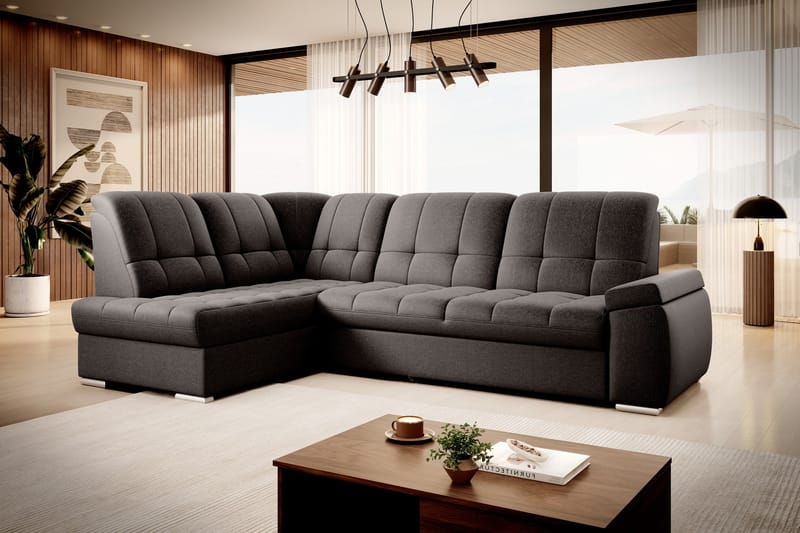 Bäddsoffa m. Schäslong Amelya 3-sits - Mörkbrun - Möbler - Soffa - Bäddsoffa - Bäddsoffa längsbäddad