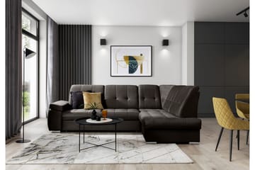 Bäddsoffa m. Schäslong Amelya 3-sits - Mörkbrun - Möbler - Soffa - Bäddsoffa - Bäddsoffa längsbäddad