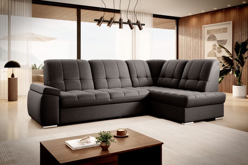 Bäddsoffa m. Schäslong Amelya 3-sits - Mörkbrun - Möbler - Soffa - Bäddsoffa - Bäddsoffa längsbäddad