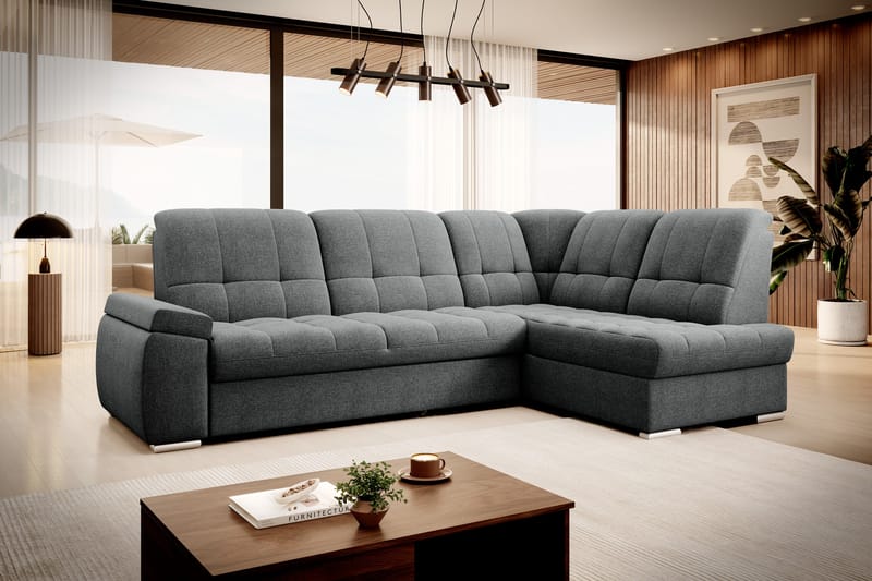 Bäddsoffa m. Schäslong Amelya 3-sits - Mörkgrå - Möbler - Soffa - Bäddsoffa - Bäddsoffa längsbäddad
