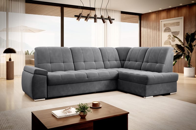 Bäddsoffa m. Schäslong Amelya 3-sits - Mörkgrå - Möbler - Soffa - Bäddsoffa - Bäddsoffa längsbäddad