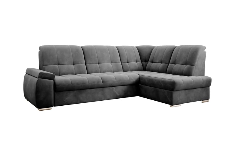 Bäddsoffa m. Schäslong Amelya 3-sits - Mörkgrå - Möbler - Soffa - Bäddsoffa - Bäddsoffa längsbäddad
