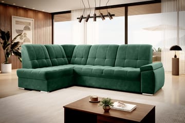 Bäddsoffa m. Schäslong Amelya 3-sits - Mörkgrön - Möbler - Soffa - Bäddsoffa - Bäddsoffa längsbäddad