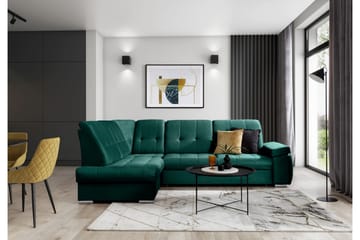 Bäddsoffa m. Schäslong Amelya 3-sits - Mörkgrön - Möbler - Soffa - Bäddsoffa - Bäddsoffa längsbäddad