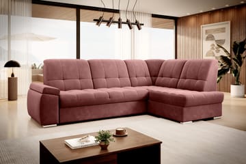 Bäddsoffa m. Schäslong Amelya 3-sits - Rosa - Möbler - Soffa - Bäddsoffa - Bäddsoffa längsbäddad