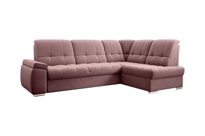 Bäddsoffa m. Schäslong Amelya 3-sits - Rosa - Möbler - Soffa - Bäddsoffa - Bäddsoffa längsbäddad