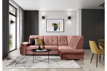 Bäddsoffa m. Schäslong Amelya 3-sits - Rosa - Möbler - Soffa - Bäddsoffa - Bäddsoffa längsbäddad