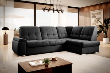 Bäddsoffa m. Schäslong Amelya 3-sits - Svart - Möbler - Soffa - Bäddsoffa - Bäddsoffa längsbäddad