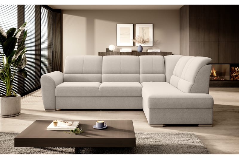 Bäddsoffa m. Schäslong Keith 3-sits - Beige - Möbler - Soffa - Bäddsoffa - Bäddsoffa längsbäddad