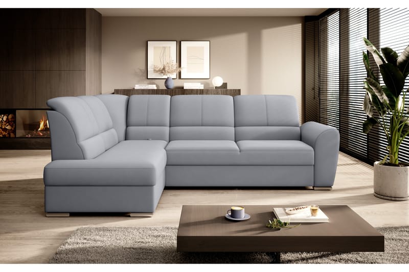 Bäddsoffa m. Schäslong Keith 3-sits - Grå - Möbler - Soffa - Bäddsoffa - Bäddsoffa längsbäddad