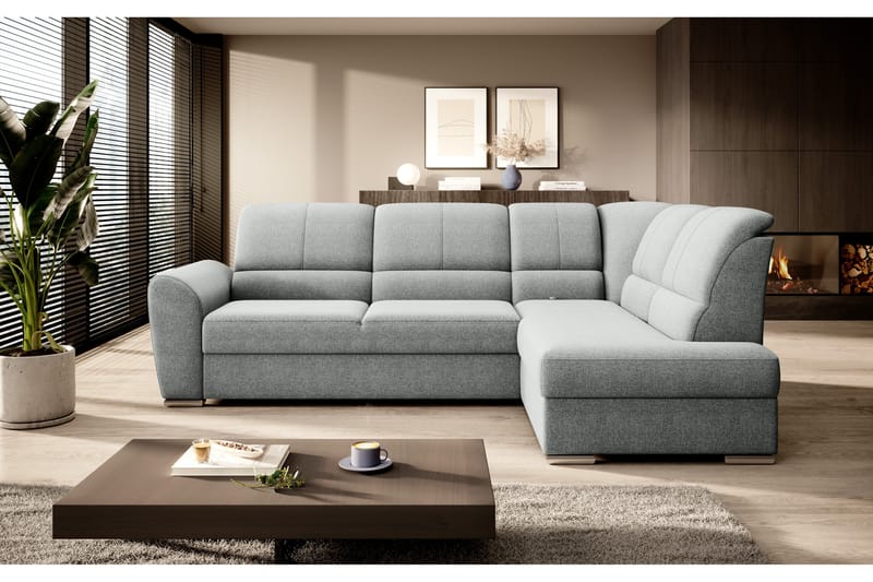 Bäddsoffa m. Schäslong Keith 3-sits - Grå - Möbler - Soffa - Bäddsoffa - Bäddsoffa längsbäddad
