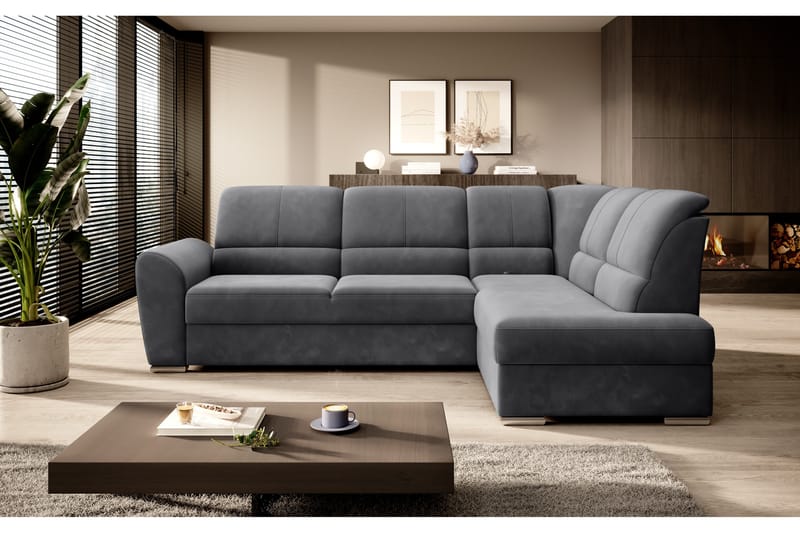 Bäddsoffa m. Schäslong Keith 3-sits - Mörkgrå - Möbler - Soffa - Sammetssoffa