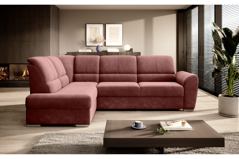 Bäddsoffa m. Schäslong Keith 3-sits - Rosa - Möbler - Soffa - Bäddsoffa - Bäddsoffa längsbäddad