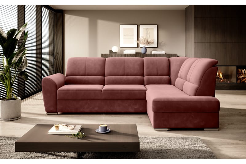 Bäddsoffa m. Schäslong Keith 3-sits - Rosa - Möbler - Soffa - Bäddsoffa - Bäddsoffa längsbäddad