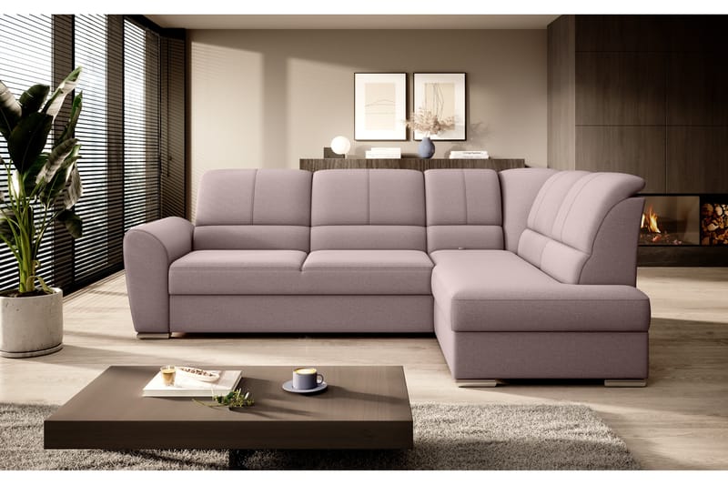 Bäddsoffa m. Schäslong Keith 3-sits - Rosa - Möbler - Soffa - Bäddsoffa - Bäddsoffa längsbäddad