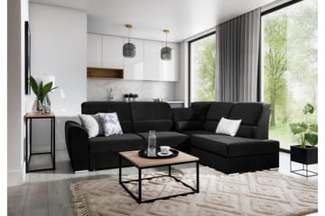 Bäddsoffa m. Schäslong Keith 3-sits - Svart - Möbler - Soffa - Bäddsoffa - Bäddsoffa längsbäddad