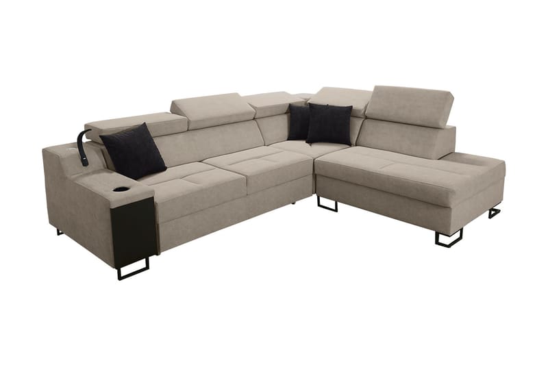 Bäddsoffa m. Schäslong Tamami 3-sits 210x127 - Beige - Möbler - Soffa - Sammetssoffa