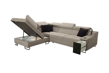 Bäddsoffa m. Schäslong Tamami 3-sits 210x127 - Beige - Möbler - Soffa - Sammetssoffa