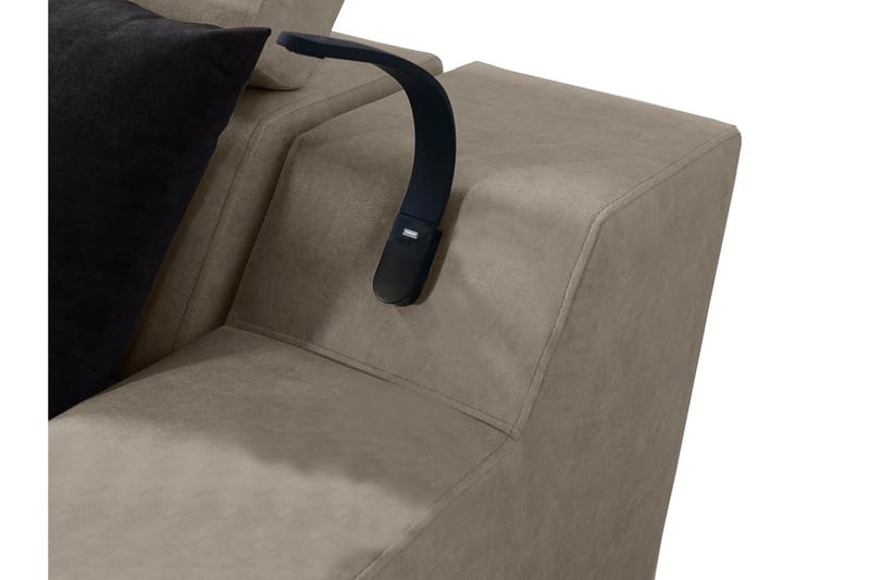 Bäddsoffa m. Schäslong Tamami 3-sits 210x127 - Beige - Möbler - Soffa - Sammetssoffa