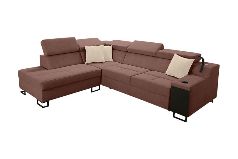 Bäddsoffa m. Schäslong Tamami 3-sits 210x127 - Rosa - Möbler - Soffa - Sammetssoffa