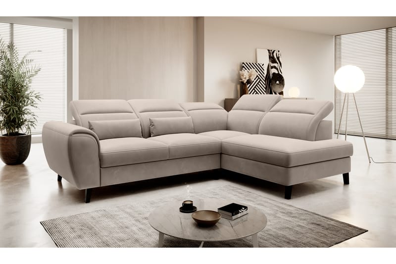 Bäddsoffa m. Schäslong Yasmine 3-sits - Beige - Möbler - Soffa - Bäddsoffa - Bäddsoffa längsbäddad