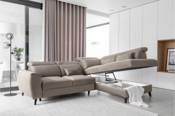 Bäddsoffa m. Schäslong Yasmine 3-sits - Beige - Möbler - Soffa - Bäddsoffa - Bäddsoffa längsbäddad